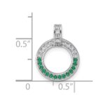 Sterling Silver Rhodium-plated White and Green CZ Open Circle Pendant - Image 4