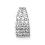 Sterling Silver Rhodium-plated Polished Pave CZ Curved and Tapered Chain Slide Pendant