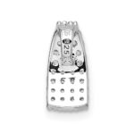 Sterling Silver Rhodium-plated Polished Pave CZ Curved and Tapered Chain Slide Pendant - Image 3