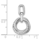 Sterling Silver Rhodium-plated Polished White CZ Circle Twist Pendant - Image 4
