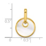 Sterling Silver Gold-plated Polished Mother of Pearl Circle Drop Pendant - Image 4