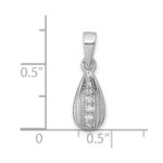 Sterling Silver Rhodium-plated Polished and Grooved White CZ Tear Drop Pendant - Image 4