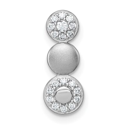 Sterling Silver Rhodium-plated Polished and Satin CZ  3-Circles Chain Slide Pendant