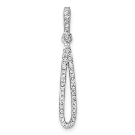 Sterling Silver Rhodium-plated CZ Oval Dangle Pendant
