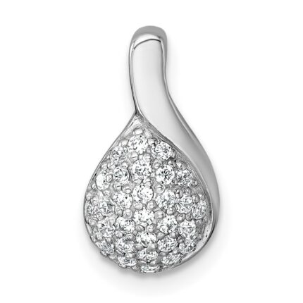 Sterling Silver Rhodium-plated Polished Fancy Teardrop CZ Chain Slide Pendant