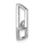 Sterling Silver Rhodium-plated Vibrant Moving CZ with Light Purple Enamel Kite-shape Chain Slide Pendant - Image 2