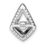 Sterling Silver Rhodium-plated Vibrant Moving CZ with Light Purple Enamel Kite-shape Chain Slide Pendant - Image 3