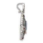 Sterling Silver Antiqued Marcasite and Garnet with Black Agate and Mother of Pearl Cameo Pendant - Image 2