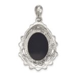 Sterling Silver Antiqued Marcasite with Black Agate and Mother of Pearl Cameo Pendant - Image 3