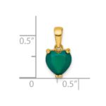 Sterling Silver Gold-tone Polished Green Chalcedony Heart Pendant - Image 4