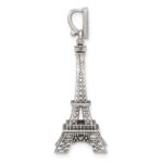 Sterling Silver Antiqued Marcasite 3-D Eiffel Tower Pendant - Image 2