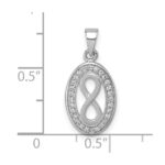 Sterling Silver Rhodium-plated Polished and Satin CZ Infinity Oval Pendant - Image 4