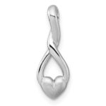 Sterling Silver Rhodium-plated Polished and Brushed Fancy Teardrop Heart Chain Slide
