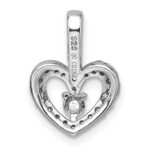 Sterling Silver Rhodium-plated Polished CZ Open Heart Pendant - Image 3