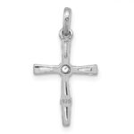 Sterling Silver Rhodium-plated Polished White Baguette CZ Cross Pendant - Image 3
