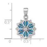 Sterling Silver Rhodium-plated Blue Enamel and White CZ Snowflake Pendant - Image 4