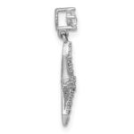 Sterling Silver Rhodium-plated Polished CZ Star Chain Slide Pendant - Image 2