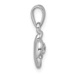 Sterling Silver Rhodium-plated Polished White CZ Flower Pendant - Image 2