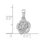 Sterling Silver Rhodium-plated Polished White CZ Flower Pendant - Image 4