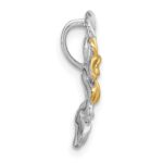 Sterling Silver Rhodium-plated and Gold-plated with CZ Three Flowers Chain Slide Pendant - Image 2
