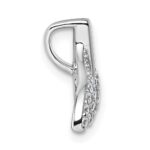 Sterling Silver Rhodium-plated CZ Whale Tail Pendant - Image 2