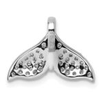 Sterling Silver Rhodium-plated CZ Whale Tail Pendant - Image 3