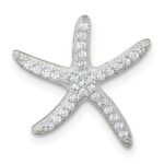 Sterling Silver Polished CZ Starfish Chain Slide Pendant