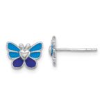 Sterling Silver Rhodium-plated Polished & Enameled Butterfly Children's Earring Ring & Pendant Set - Image 2