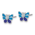 Sterling Silver Rhodium-plated Polished & Enameled Butterfly Children's Earring Ring & Pendant Set - Image 3