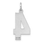Sterling Silver Rhodium-plated Large Diamond-cut #4 Charm - Image 4