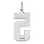 Sterling Silver Rhodium-plated Large Diamond-cut #5 Charm - Image 4