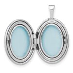 Sterling Silver Rhodium-plated D/C First Communion 19x15mm Oval Locket - Image 5