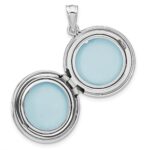 Sterling Silver Rhodium-plated Polished Compass Rose 20mm Round Locket - Image 5