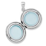 Sterling Silver Rhodium-plated Fleur de Lis 20mm Round Locket - Image 5