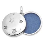 Sterling Silver Rhodium-plated CZ Stars 20mm Swing Locket - Image 6