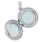 Sterling Silver Rhodium-plated Diamond 20mm Round Locket - Image 5