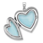 Sterling Silver Rh-plated Satin Epoxy I Love You Floral 24mm Heart Locket - Image 4
