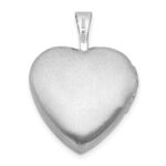 Sterling Silver RH-plated Polished / Satin Epoxy 16mm Floral Heart Locket - Image 3