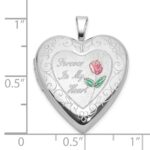 Sterling Silver Rh-plated Epoxy 20mm Forever In My Heart Rose Locket - Image 5