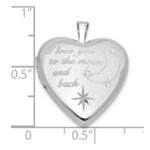 Sterling Silver RH-pl I LOVE YOU TO THE MOON AND.. 20mm Heart Locket - Image 5