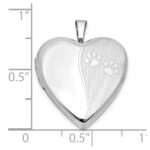 Sterling Silver Rhodium-plated Polished Paw Prints 20mm Heart Locket - Image 5