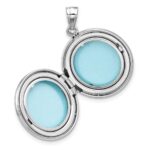 Sterling Silver Rhodium-plated 20mm Floral Filigree Round Locket - Image 4