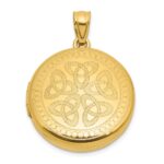 Sterling Silver Gold-plated Polished Front/Brushed Back Celtic Trinity 20mm Round Locket