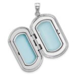 Sterling Silver Rh-plated Satin/Polished Epoxy Flag 30x19mm Locket - Image 4