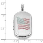 Sterling Silver Rh-plated Satin/Polished Epoxy Flag 30x19mm Locket - Image 5