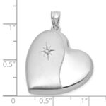 Sterling Silver Rhodium-plated Brushed And Polished 1/20 carat Diamond 24mm Heart Locket - Image 5