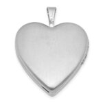 Sterling Silver Rhodium-plated Polished Front/Brushed Back Blue Cross Resin Cameo 20mm Heart Locket - Image 3