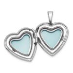 Sterling Silver Rhodium-plated Polished Front/Brushed Back with Curved Dot Design 16mm Heart Locket - Image 4