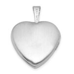 Sterling Silver Rhodium-plated Polished Front/Brushed Back 16mm Heart Locket - Image 3