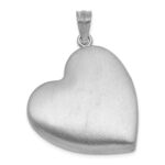 Sterling Silver Rhodium-plated Brushed Diamond-cut Butterflies 24mm Heart Locket - Image 3